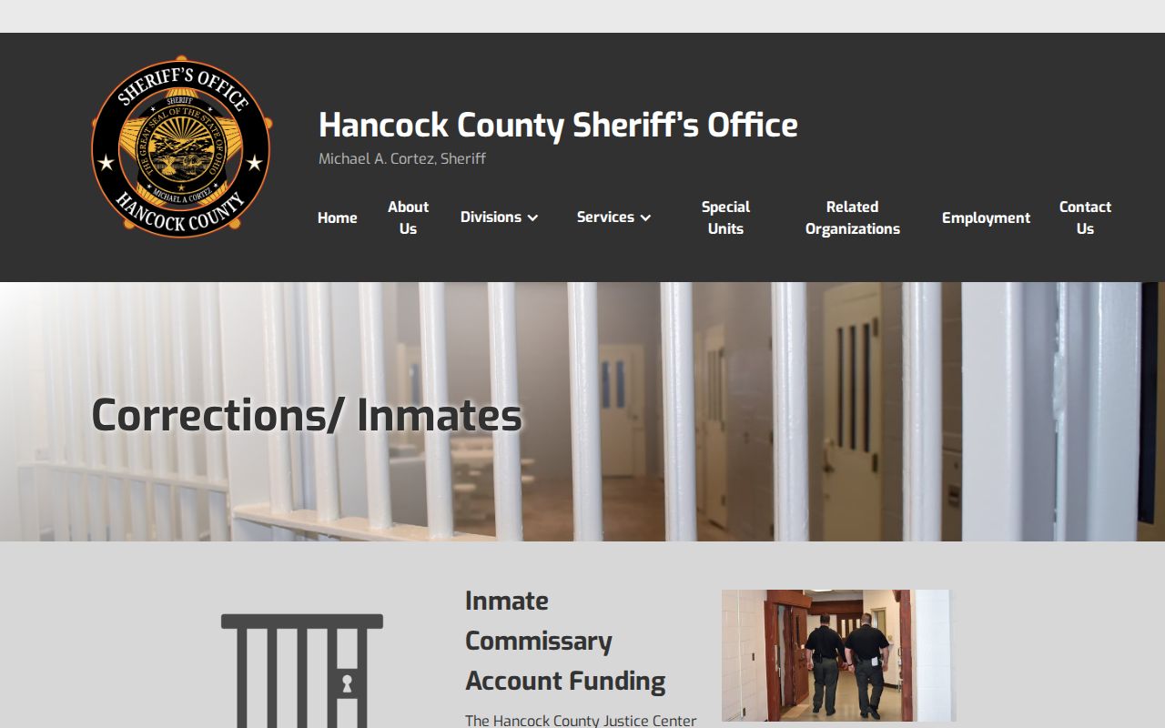 Hancock County Justice Center release property and corrections information